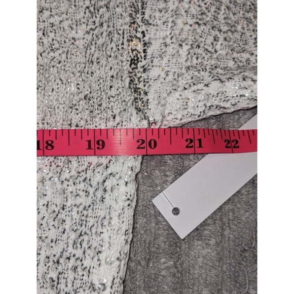 Koko + Mason Silver Metallic Knit Sweater Sparkly Modern Party Top Women's M NWT - Picture 7 of 9